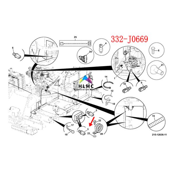 332-J0669 JCB Excavator Parts Green Low Pressure Sensor Switch 5Bar/3Bar 1/4