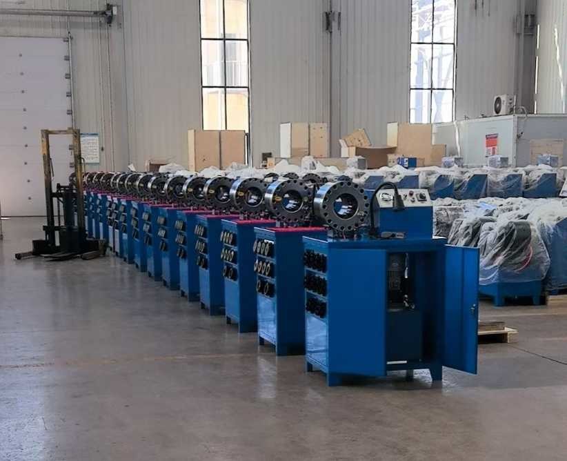 New Technology Forging Process 2 Inch High Model Blue Color 10 Dies Hose Crimper / Rubber Hose Crimping Machine With 600T Crimping Force