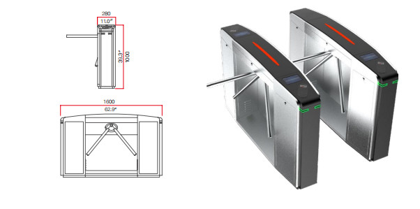 Adjustable Speed 304 Stainless Steel Access Control Turnstile Gate