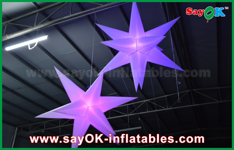 1.5m DIA Hang Up Celling Inflatable Star Balloon With LED Light Color Change
