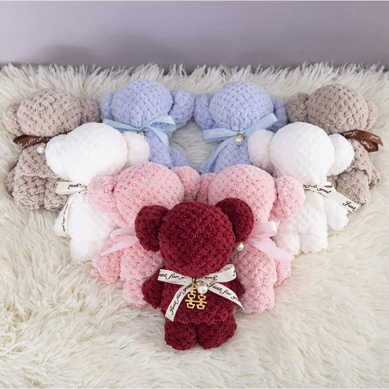 Solid Color Bunny Bear Shape Coral Velvet Hand Towel Polyester Towel for All Ages
