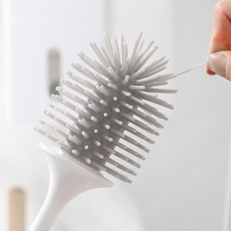 Silicone Head Tpr Toilet Bowl Cleaning Brush Set Wall Mounted Sustainable 230g