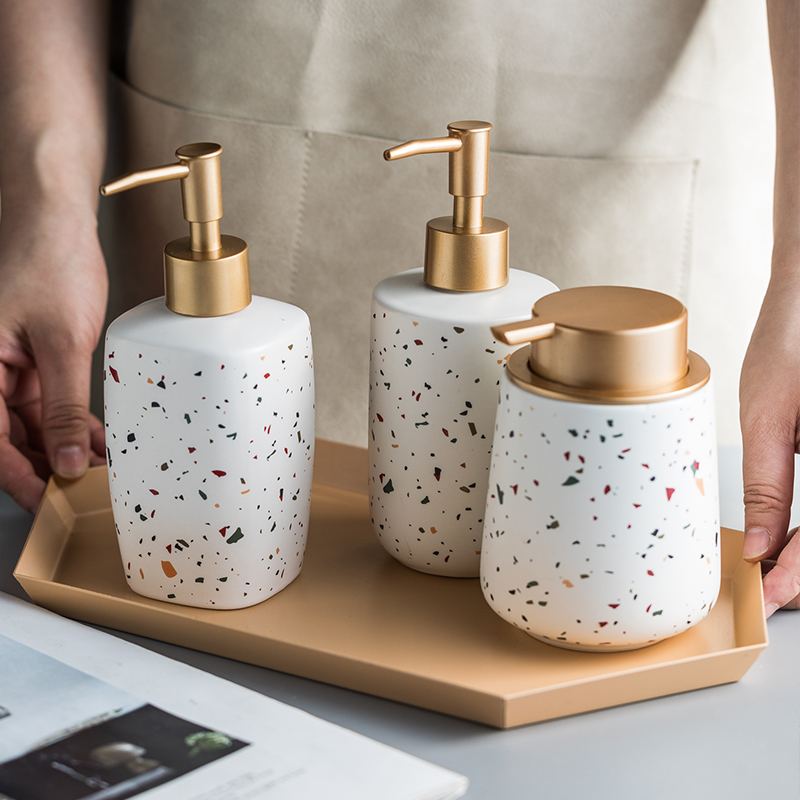 Luxury Ceramic Bathroom Set Soap Bottle For Shampoo Liquid Lotion