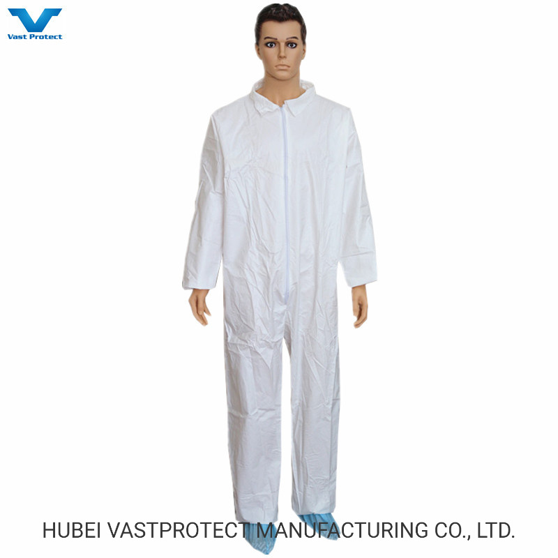Overalls Disposable Nonwoven SMS Microporous Coveralls with Knitted Cuffs