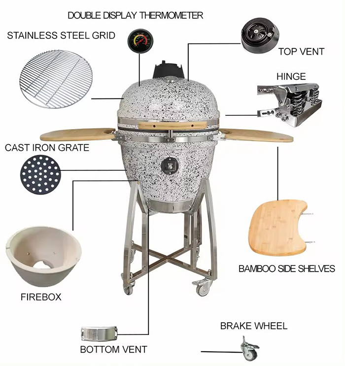 garden ink painting ceramic barbecue grill