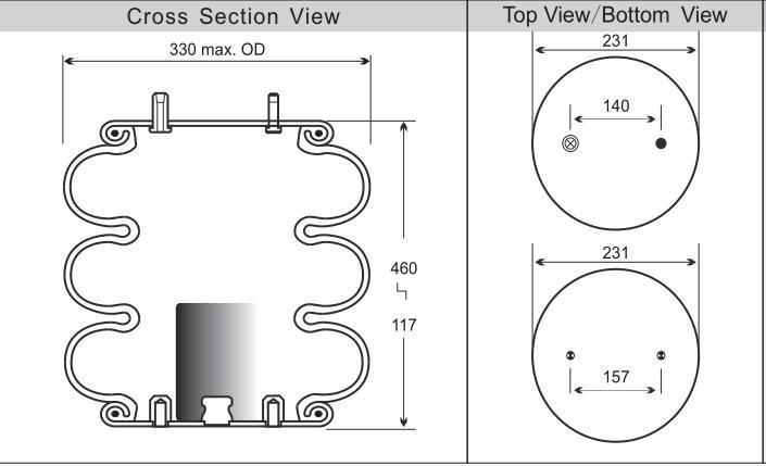 Industrial Triple Convoluted Air Suspension Spring Contitech FT330-29433 for Ridewell