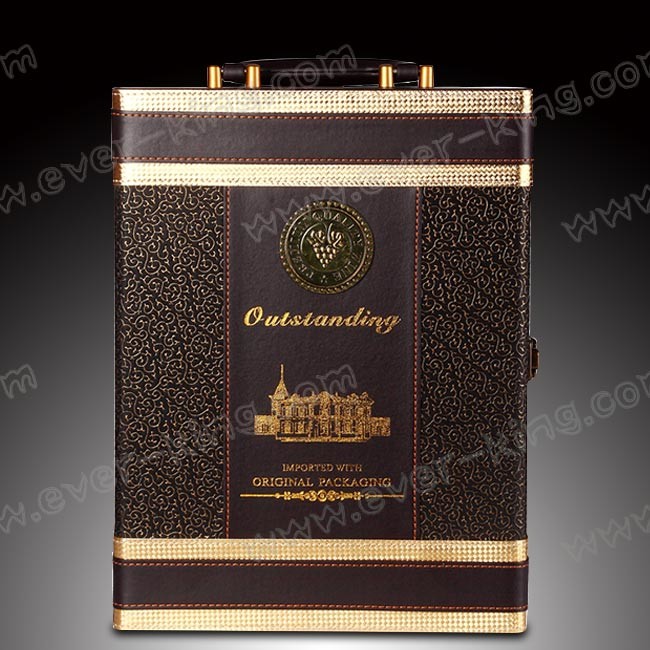 Leather OEM Wine Glass Packaging Boxes For Spirits