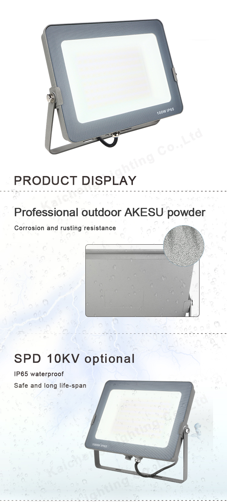 KCD Metal Halide Square 100w Outdoor LED Flood Lights For District