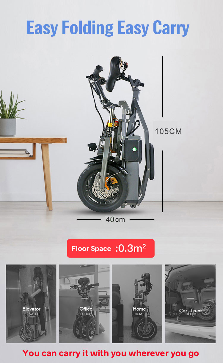 3 Wheel Electric Scooter Bicycle , Adult Foldable Electric Tricycle 3 Speed 350W