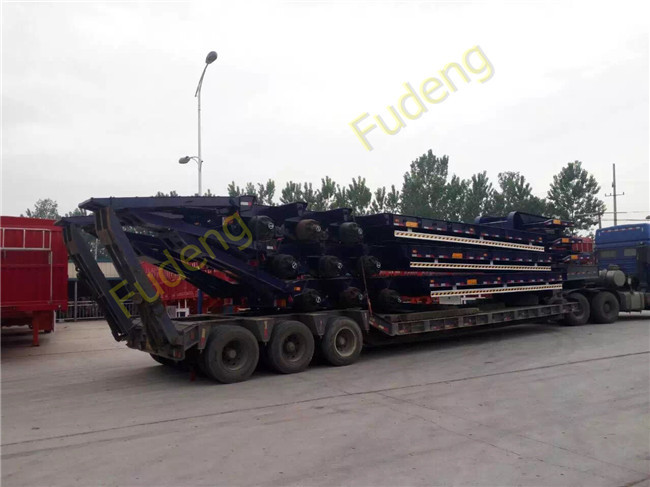 40 Ton 50 Ton 60 Ton Long Vehicle Low Bed Loader Semi Trailer , Low Bed Transport