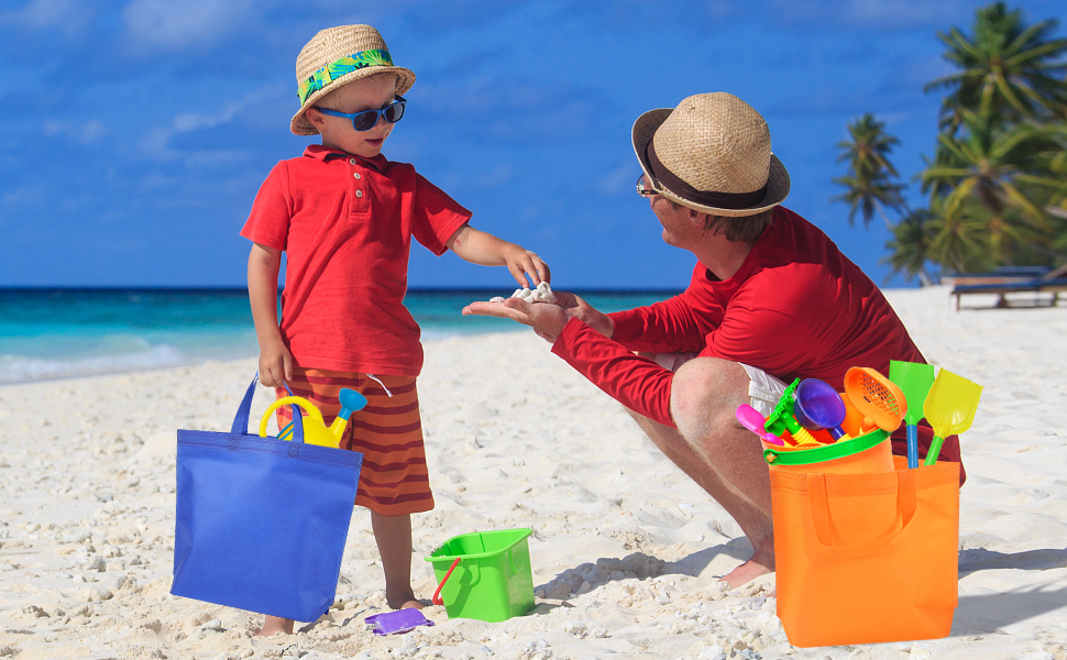 grocery bags with beach theme 
