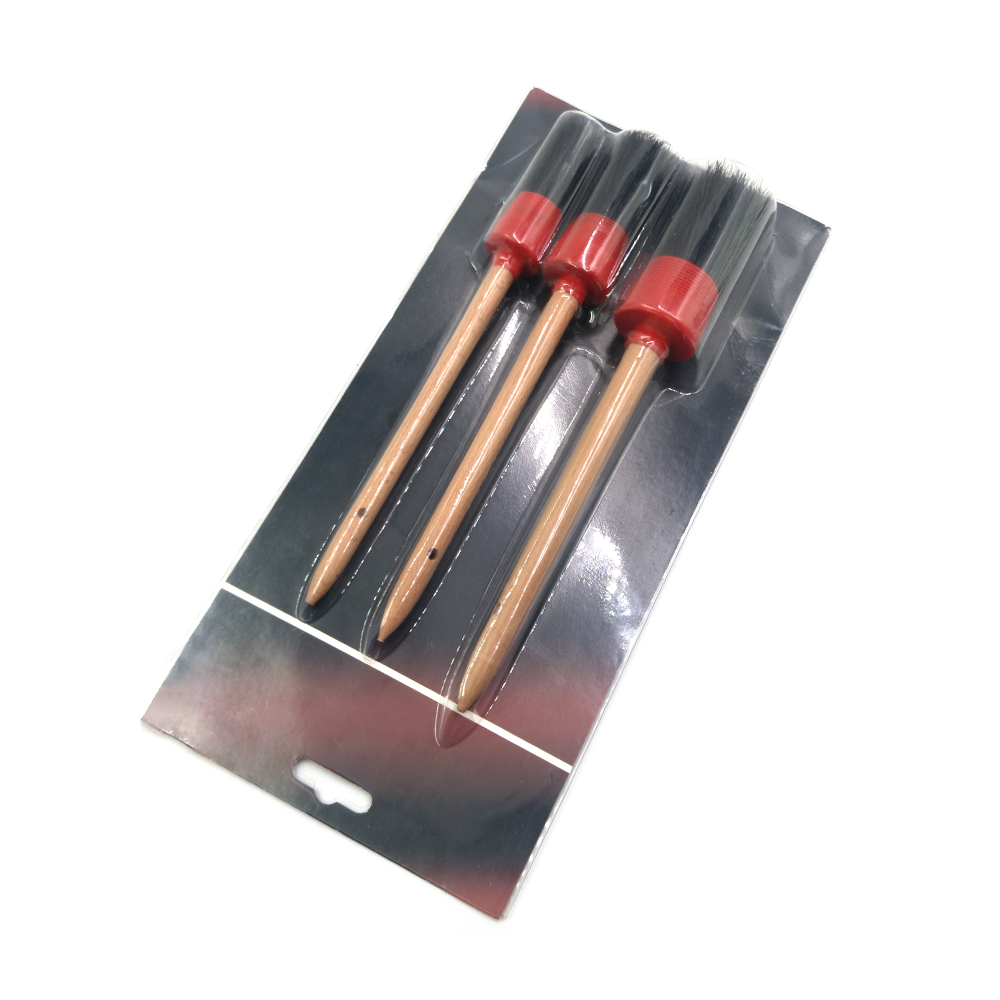 Red / Black Microfiber Car Wash Brush Auto Detailing Brush Set Long Life Span