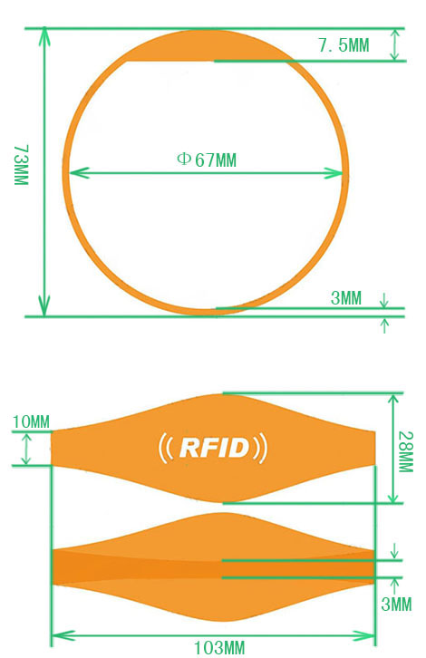 RFID oblate silicone wristband