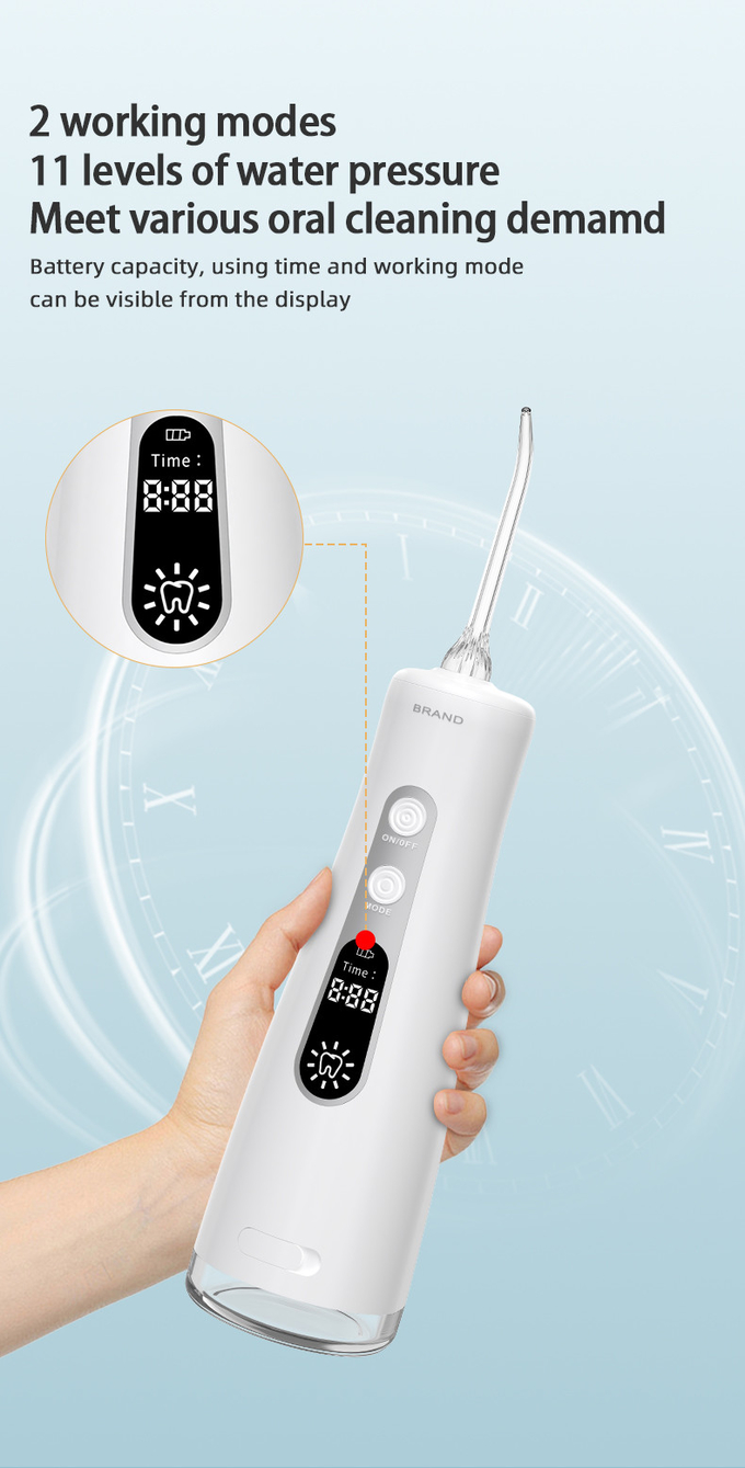 Oral Irrigator Dental Care 350ml Tank LED Display Rechargeable USB Portable Water Flosser
