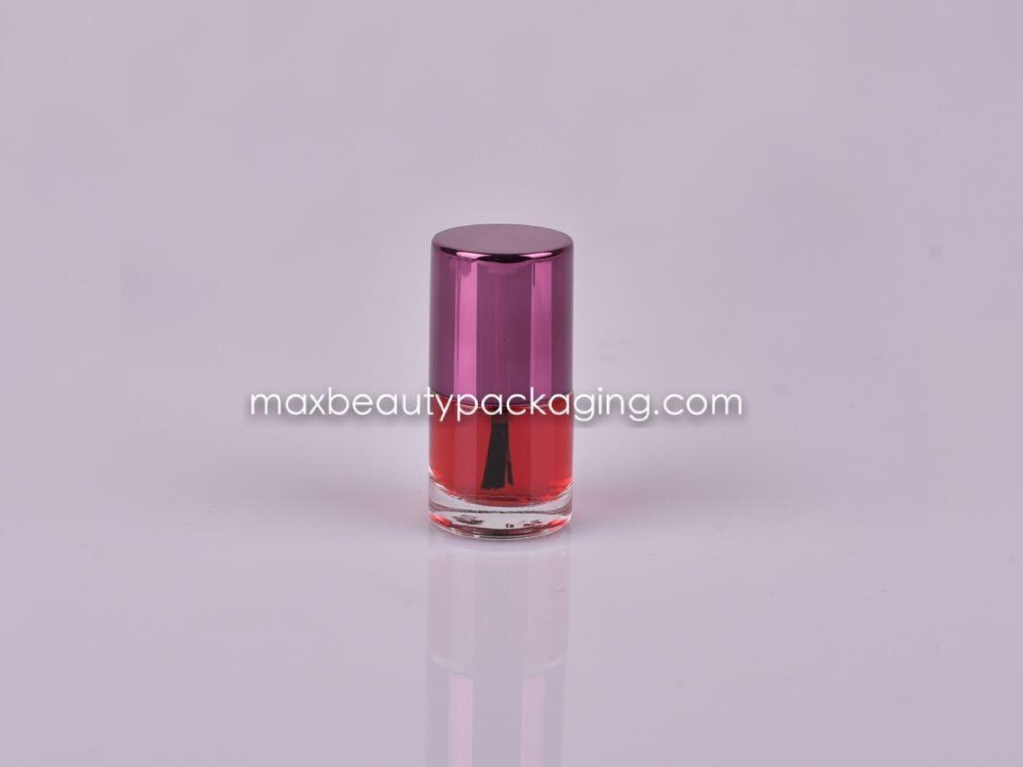 metalized color nail polish cap dupont filament brush small round bottle 6ml round straight nail polish packaging