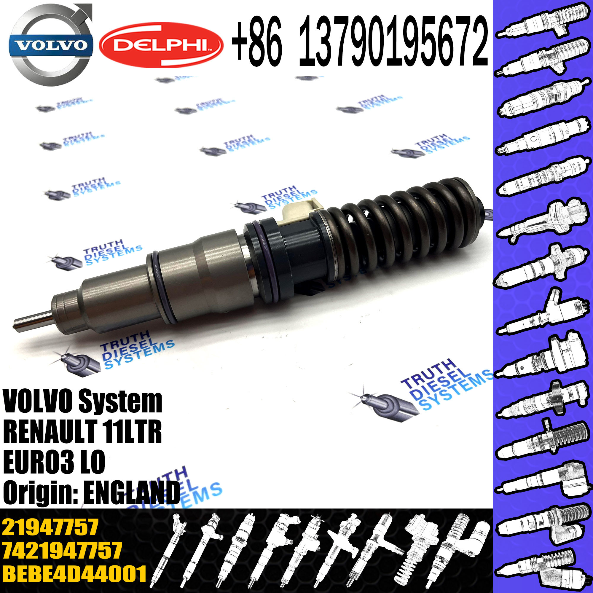 21947757 New Diesel Fuel Injector For VOL TRUCK 11LTR EURO3 LO E3.18, BEBE4D44001 21947757, 7421947757