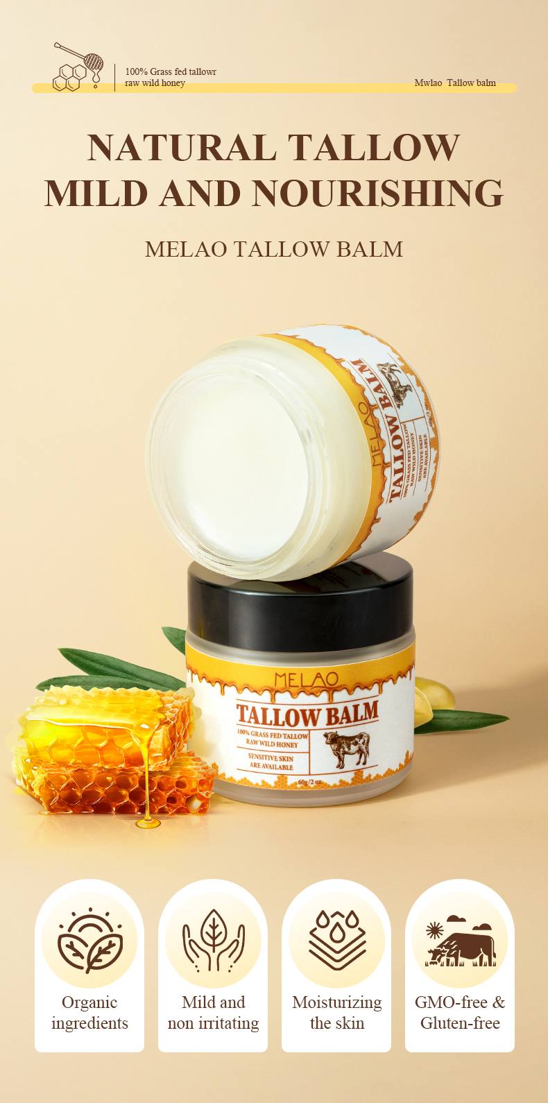 Natural Facial Private Label Body Lotions Vitamins Face Care Cosmetic Korean Skin Care Products Makeup Peptides Beef Tallow Balm
