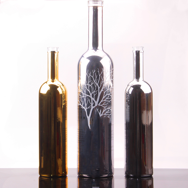 750ml Round Shape Glass Vodka Bottle with Cork Cap and Customized Surface Handing