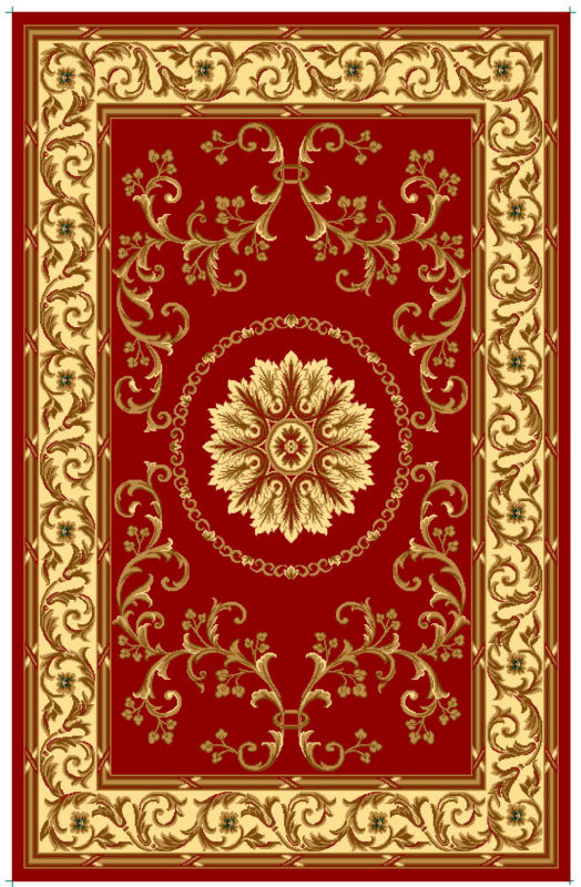 100 Polypropylene Red Wilton Carpet Jacquard Style Shaggy Pattern