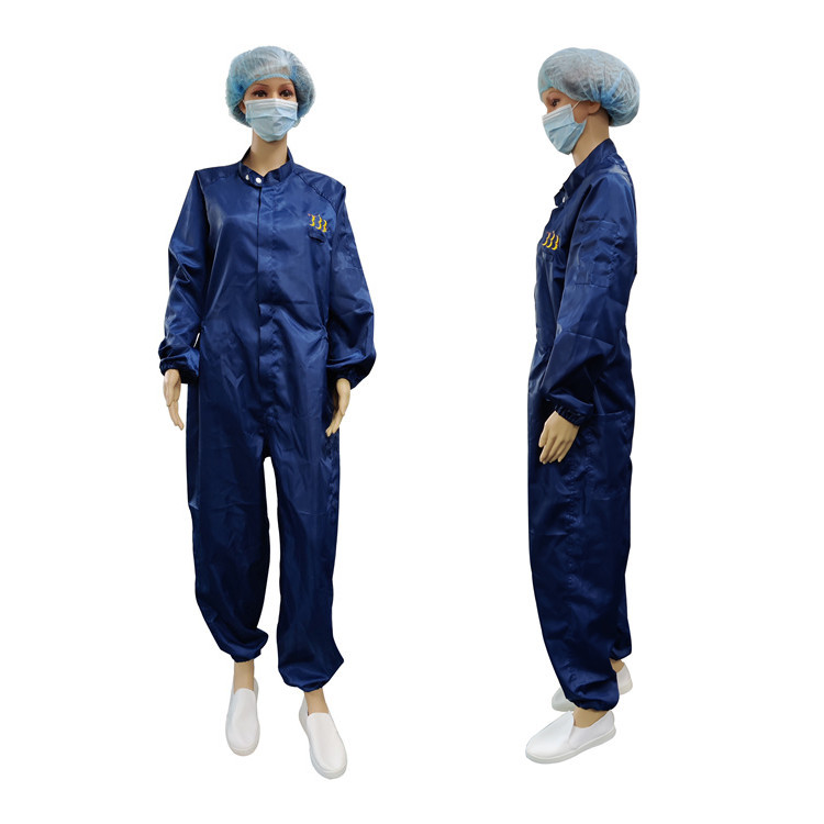 5mm Stripe Waterproof Dark Blue Anti Static ESD Washable Coverall Without Hood