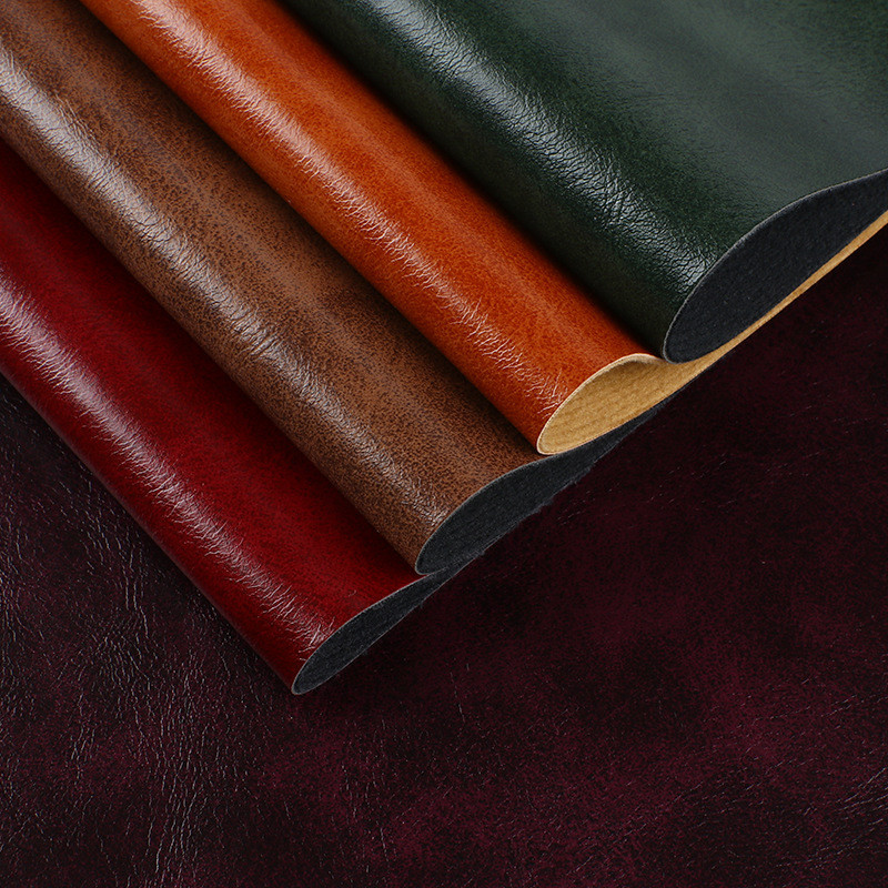 Oil Wax Embossed PU Shoe Leather Faux Brushed Texture Eco Friendly