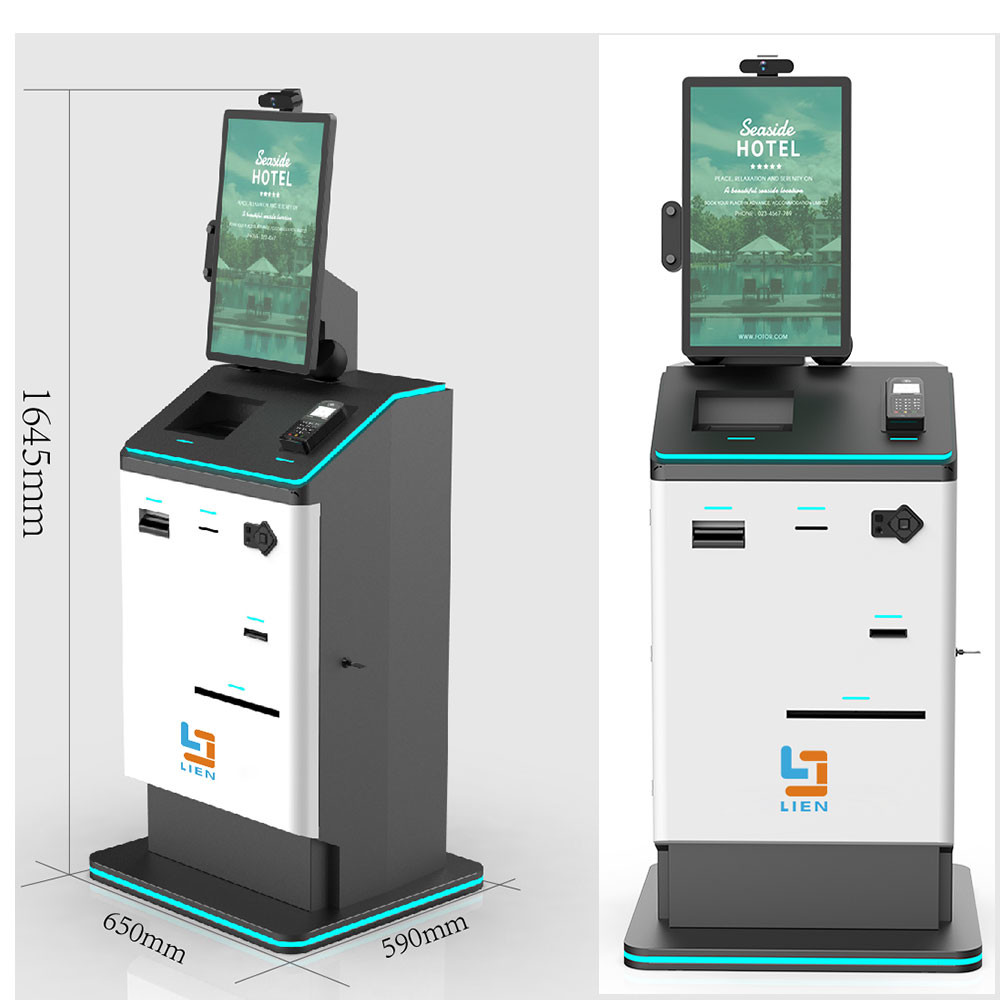 Hotel Self Service Check In Kiosk 21.5 Inch TFT Monitor With Card Dispenser