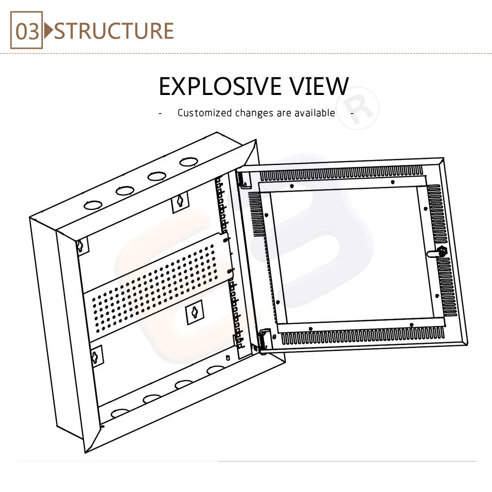 Recessed Type Wall Mount Network Cabinet Glass Door 19 Inch