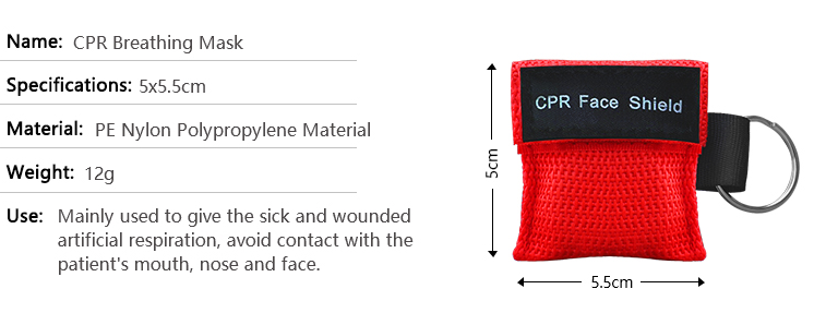 Custom Red Cross Pocket Cpr Mask Keychain With Gloves First Aid Face Shield Bag Pouch