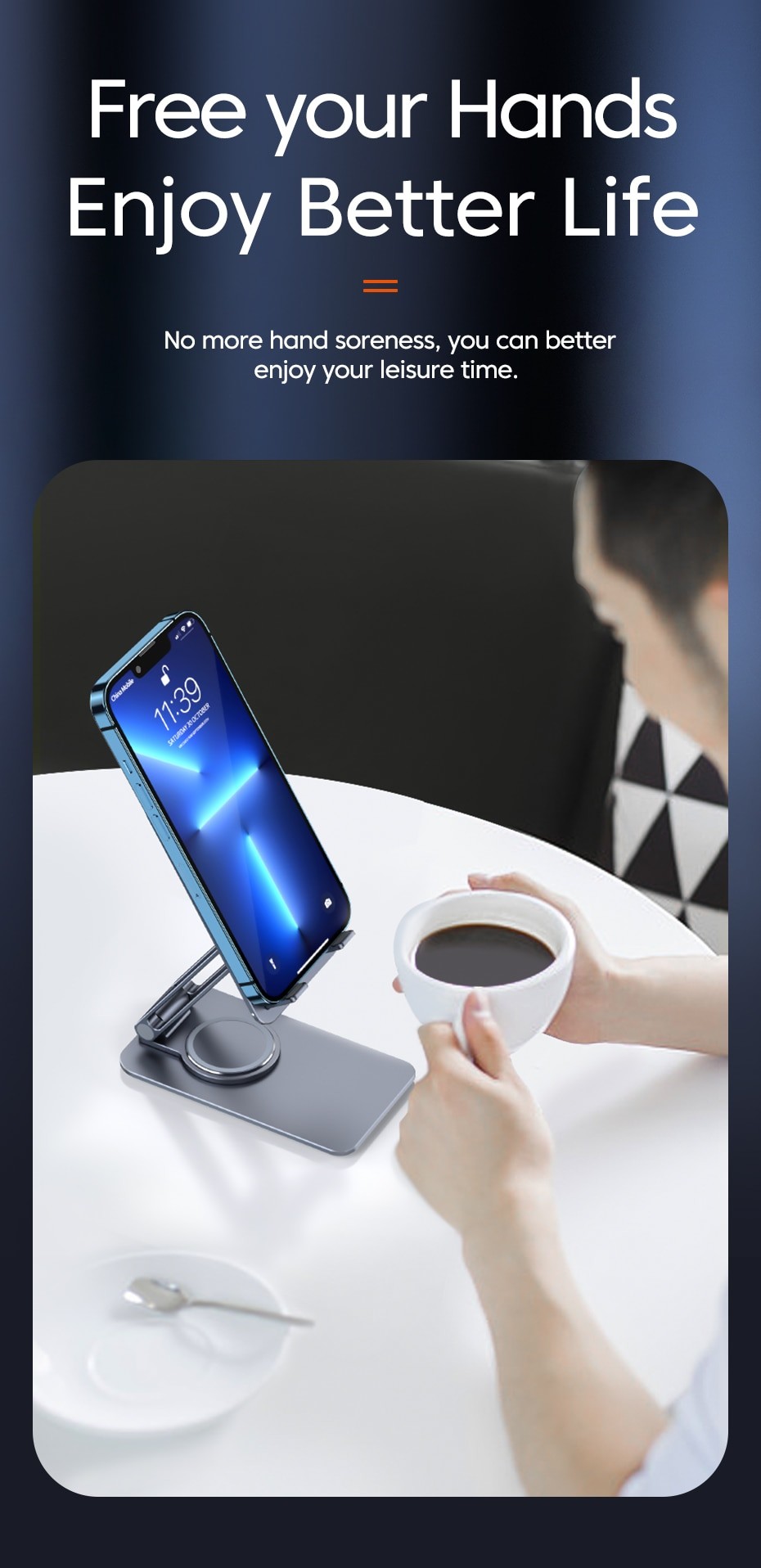 Foldable Phone Holder Stand Aluminum Alloy Desktop Tablet Holder