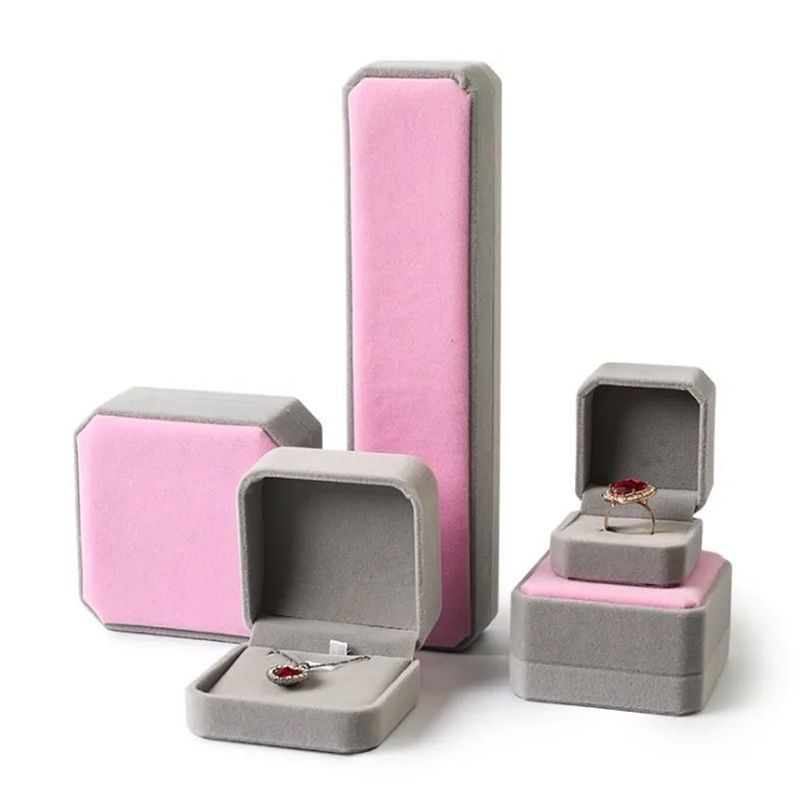 New Design Luxury Flocking Rigid Cardboard Jewelry Jewellery Ring Necklace Earring Braclets Gift Box