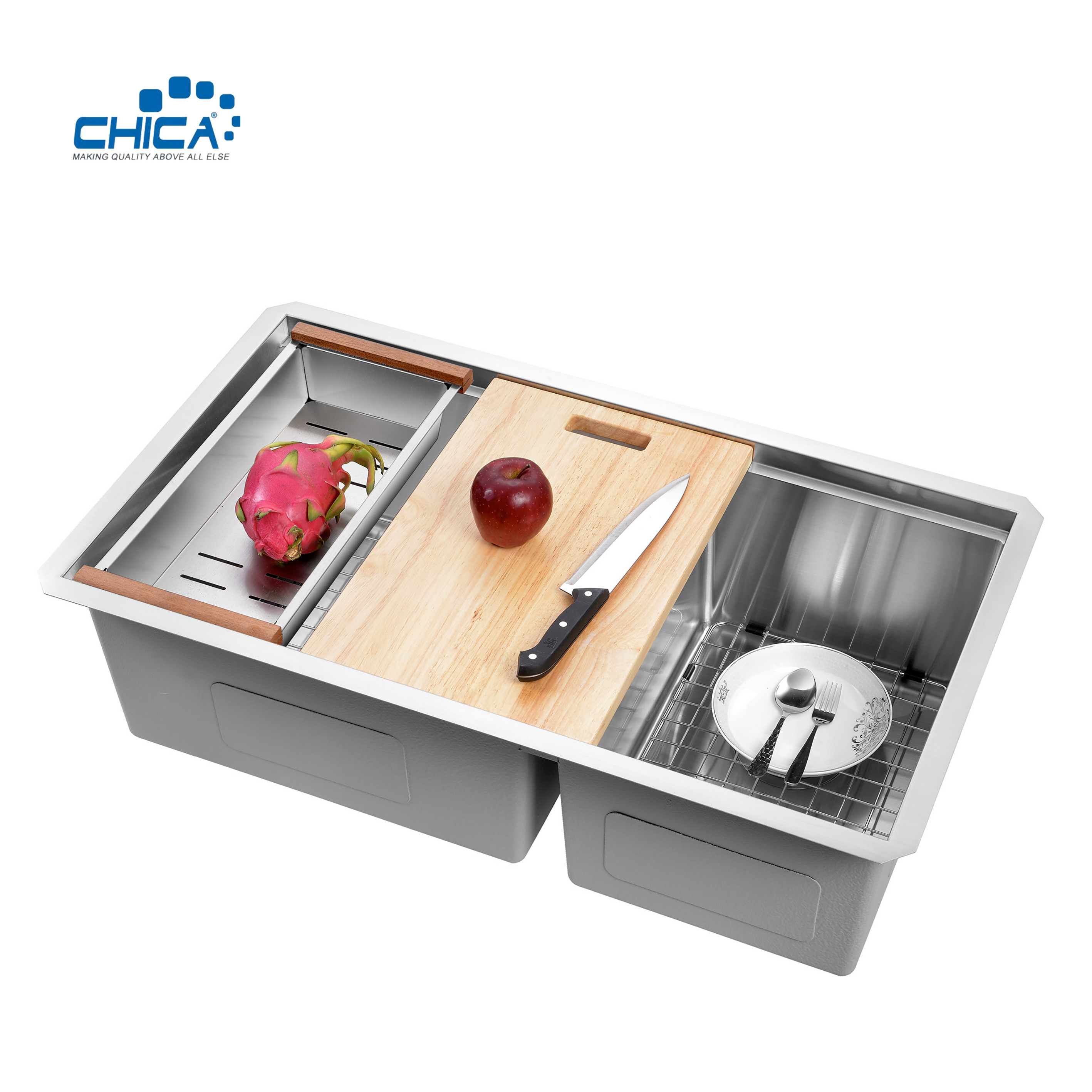 quality control procedure double bowl 32.75x19x10 18 gauge stainless steel kitchen sink