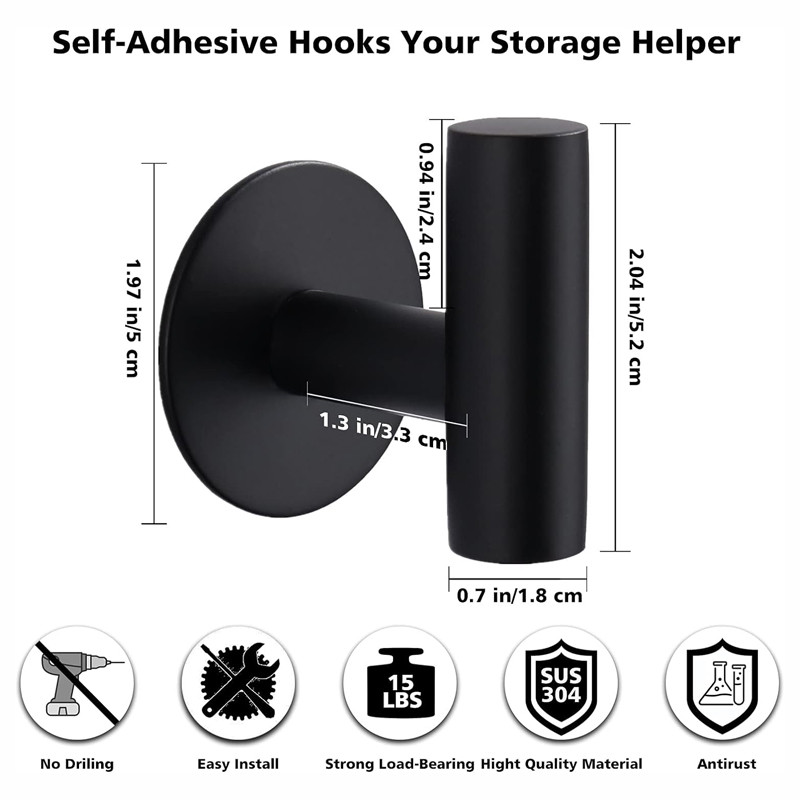 Wall Mounted Timeproof Stainless Steel Towel Hooks Shower Hooks for Bathroom and Kitchen