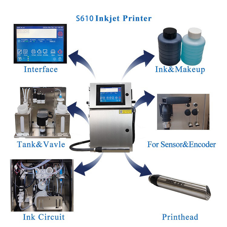 S610 MEK Ink Small Character Inkjet Printer For Paper Carton 10mm Character Height