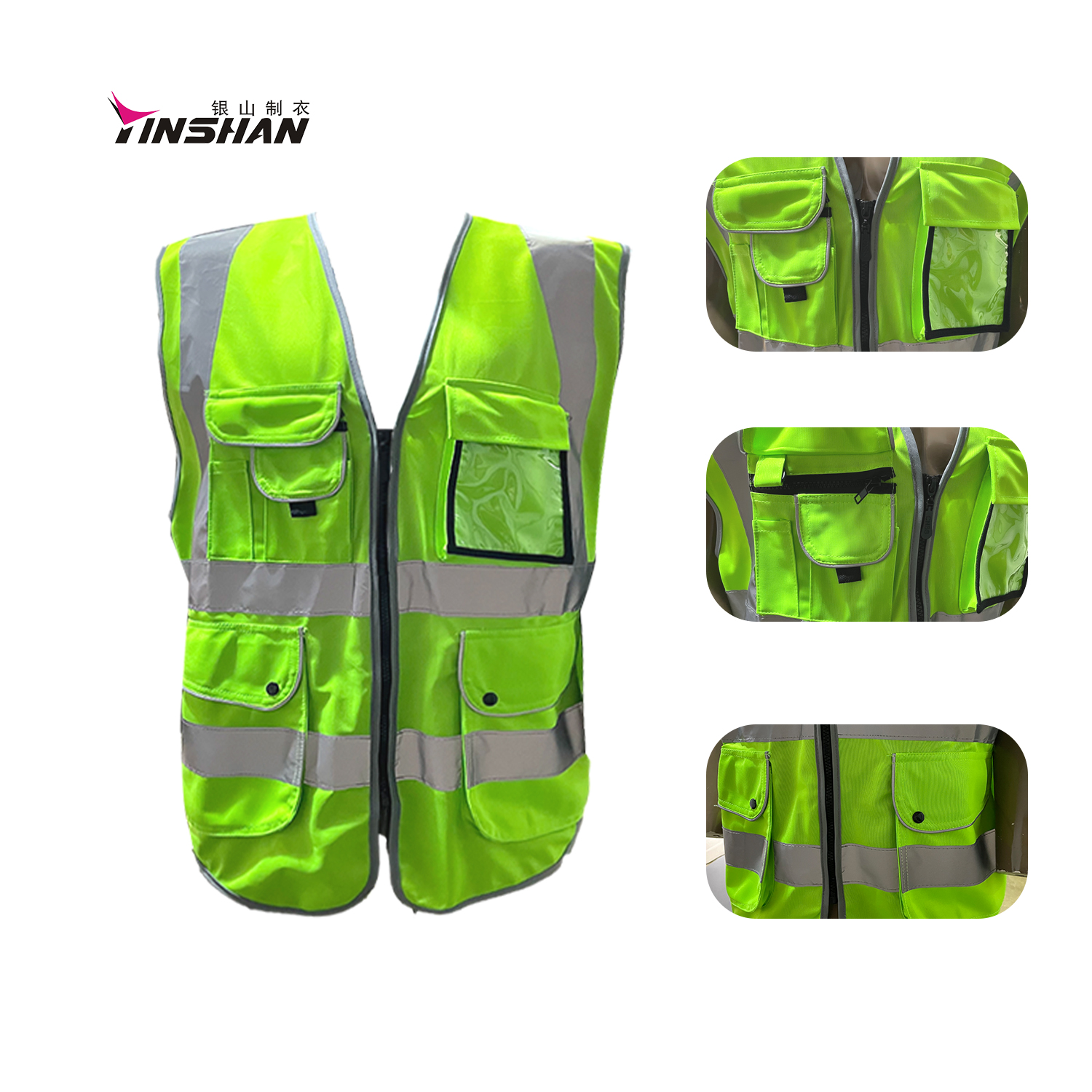 Custom Logo High Visibility Safety Vest for Construction Workers Roadway Safety Vest