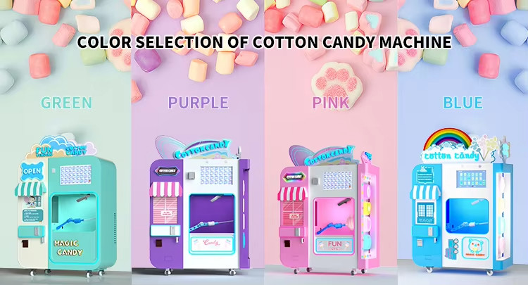 New Vending Machine 2024 Professional Intelligent Automatic Cotton Candy Vending Machine With Advertising Screen