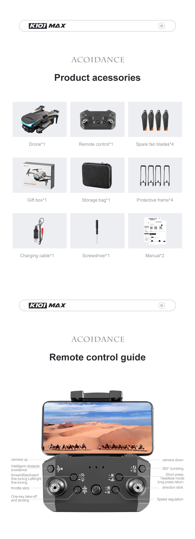 K101 Max Obstacle Avoidance Optical Flow Positioning 4k Hd Dual Foldable Quadcopter Toys Drones Vs E88 E58 Camera Mini Drone