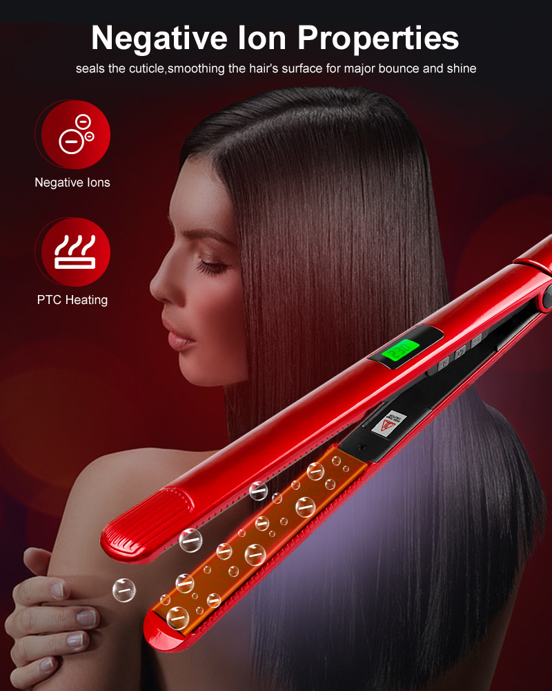 PTC 2 In 1 Hair Straightener And Curler , 100-240V Flat Iron And Curling Iron