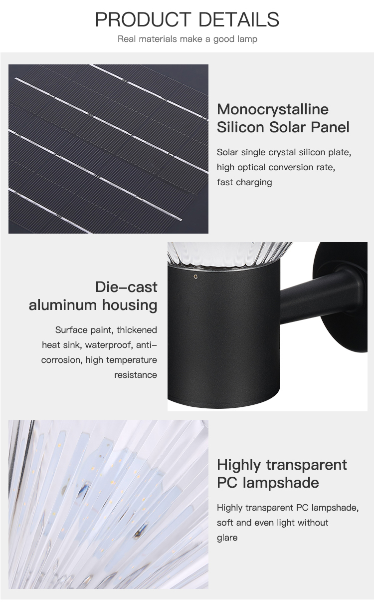 3500K 3.2V Wall Mounted Solar Light With Monocrystalline Silicon Solar Panel