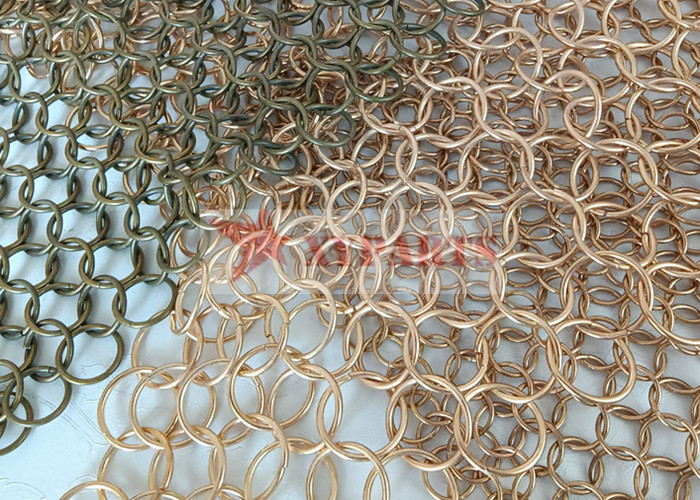 2.0x20mm Antique Bronze Welded Metal Ring Mesh Curtain For Architectural Designs