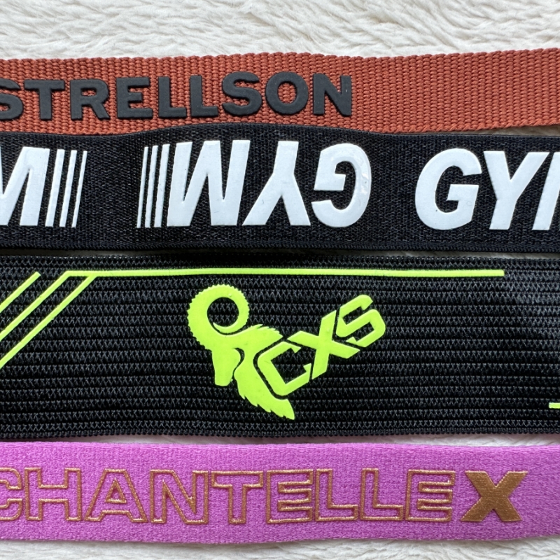 Glossy Printed Elastic Band Silicone Logo 6cm 3cm 4.5cm High Elasticity