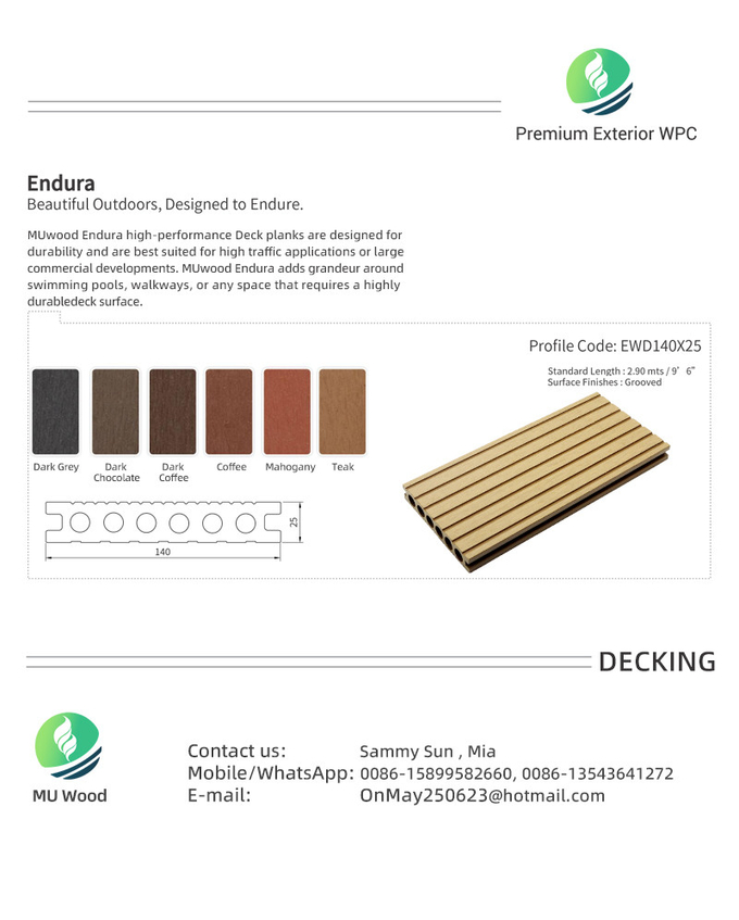 Extruded WPC Decking Floor Anti Slip WPC Decking Tiles Waterproof Flooring