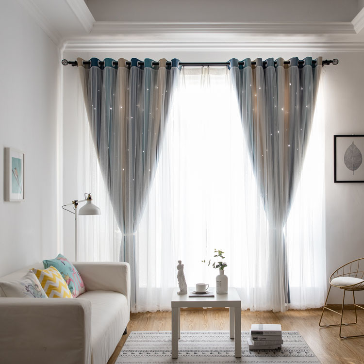 Shading Linen Blackout Curtain Fabric Luxury For Living Room