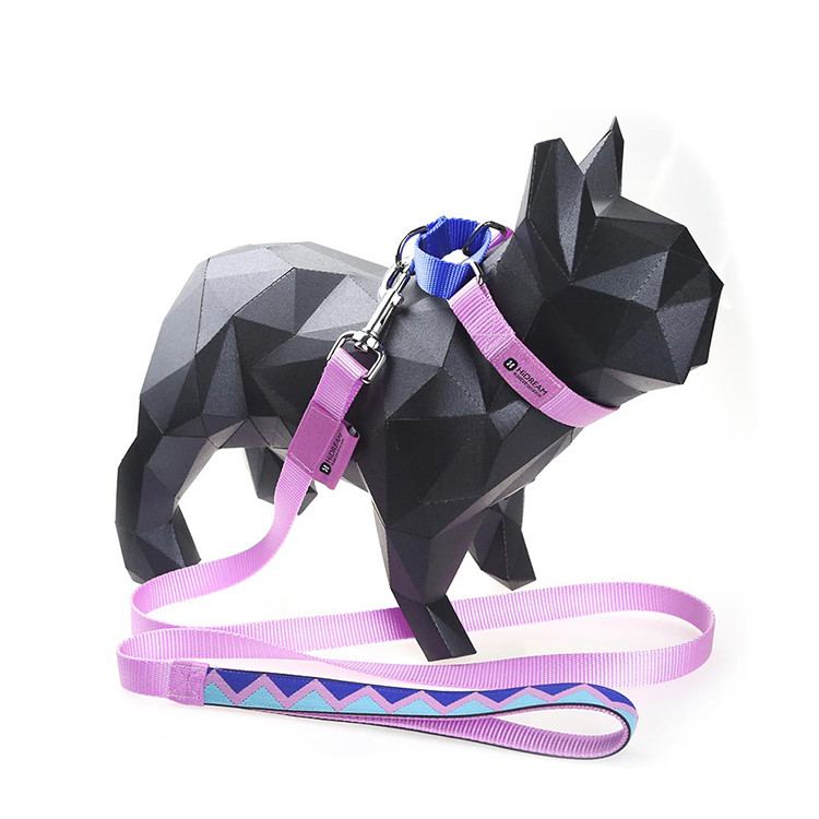 Pink Orange Nylon Rope Dog Collar With Buckle Adjustable Buffered
