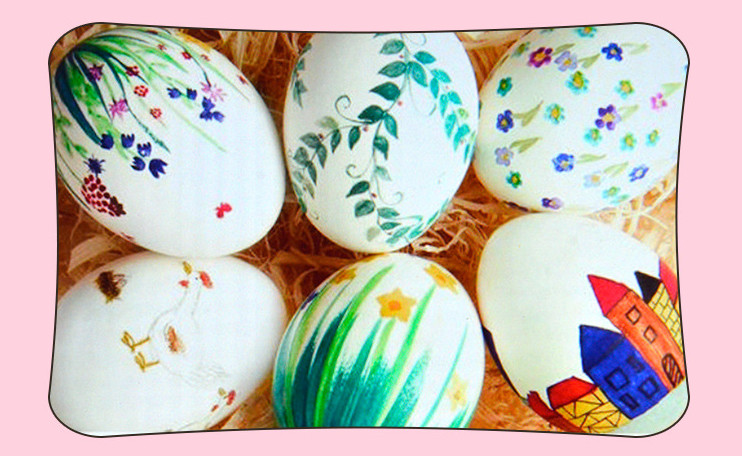 Assorted colors Plastic Easter eggs with Acrylic paint and brush for KIDS DIY painting Wooden and Plastic Easter Eggs