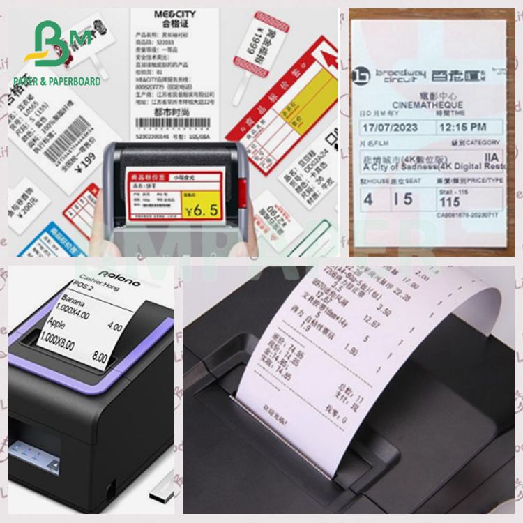 48 70 GSM White Parcel Label Base Paper Thermal Paper Jumbo Roll