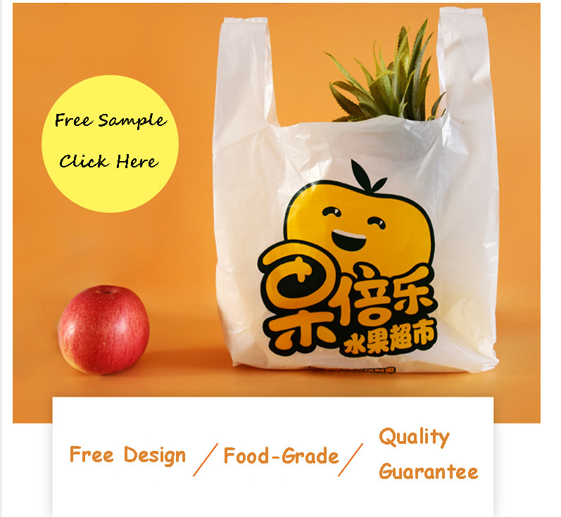 ECO-Friendly Plastic T Shirt Shopping Bags , White Colour With Printing , HDPE material