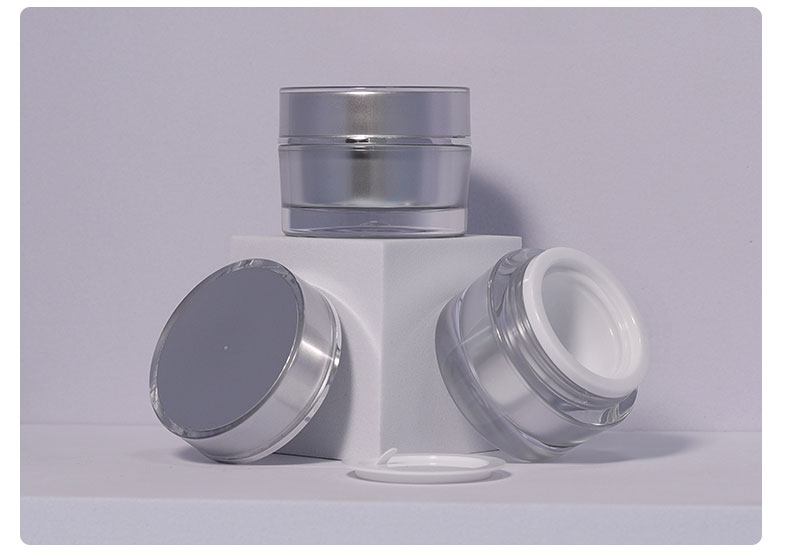 Acceptable Customer's Logo Luxury 10g Round PS Silver Empty Clear Plastic Packaging Cosmetic Cream Jar for Lip Balm