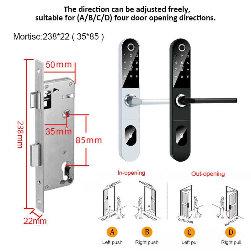 Wifi BLE Keyless Digital Door Lock AAA Home Security Door Locks