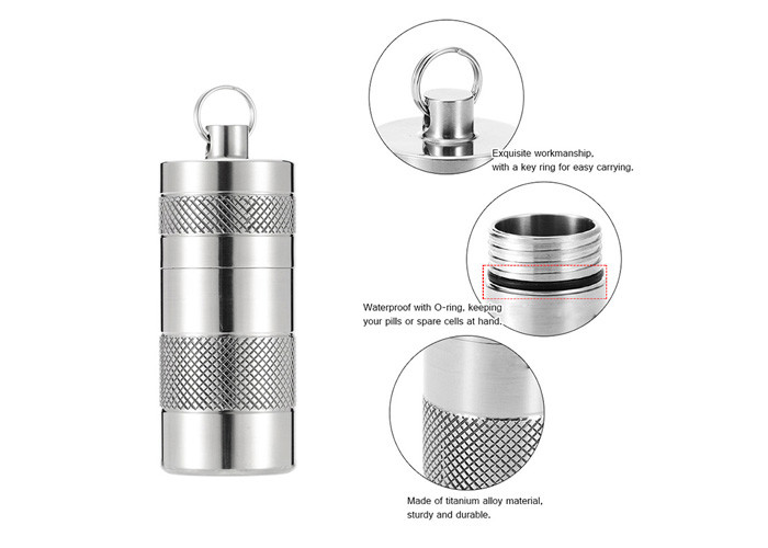 Ultralight Small Titanium Camping Parts Titanium Pill Container Keychain For Travel