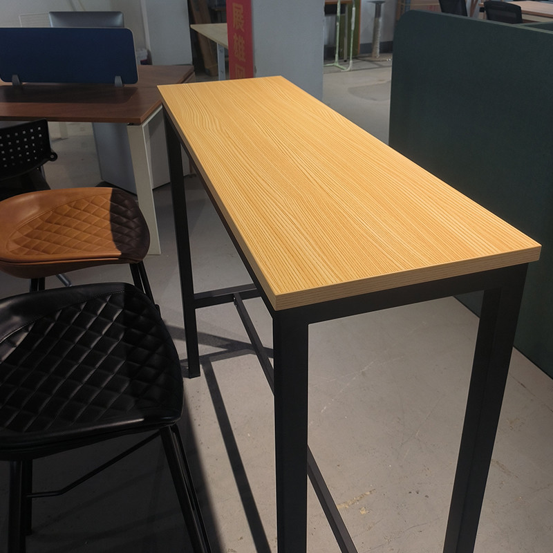 Nordic Wood Rectangle Bar Height Dining Table Set With Bar Stools